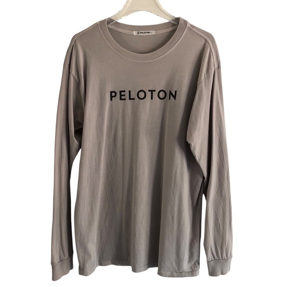 Peloton Long Sleeve Cotton Crewneck T-Shirt Size Large Gray - Picture 1 of 6